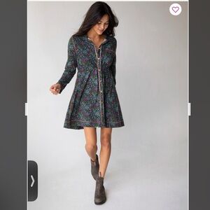 NATURAL LIFE Floral Button-Front Dress in Black with Pink & Green Print